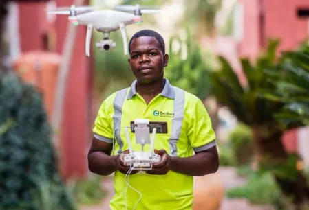 GeoSurv surveyor flying a survey drone