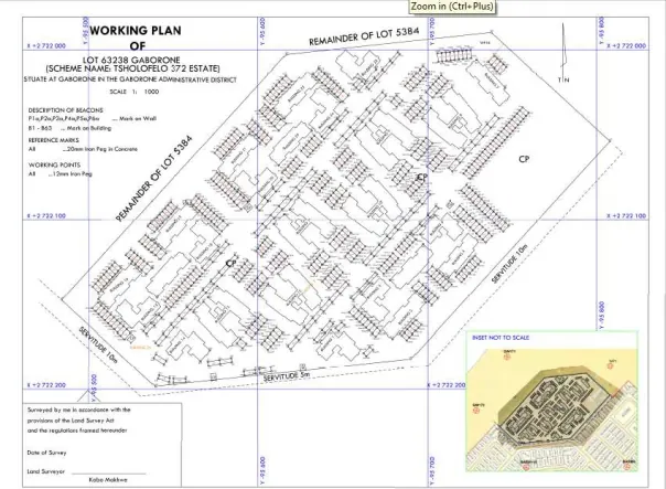 Working plan for a sectional title scheme in Gaborone