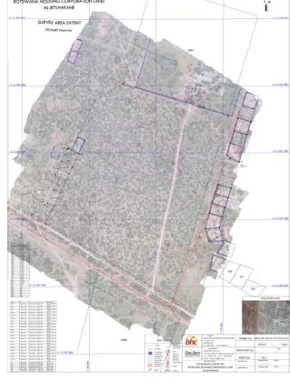 Topographic survey plan over a drone orthophoto